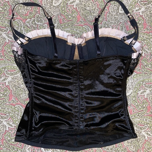 Vintage Victorias Secret pushup bustier w/removable straps, pink & black, sz.36B - Picture 2 of 8